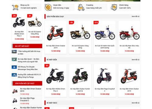 Mẫu website bán xe máy