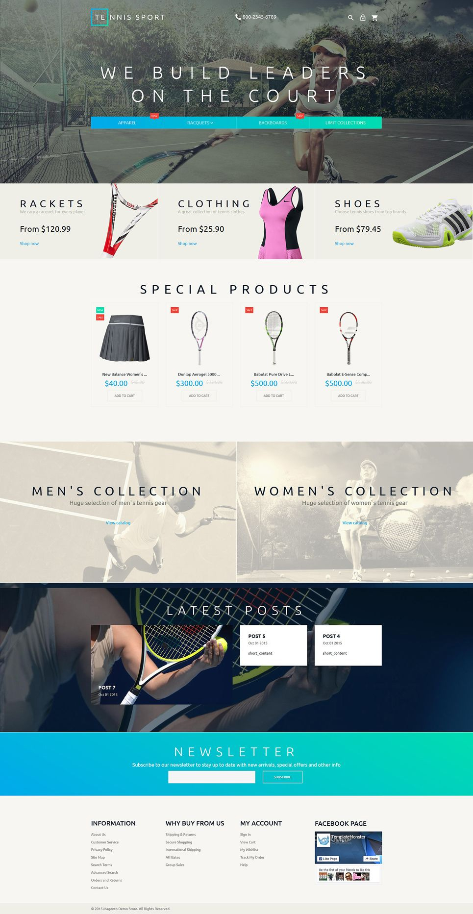 Mẫu website thể thao bán phụ kiện tennis