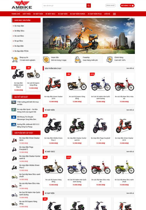 Mẫu website bán xe máy